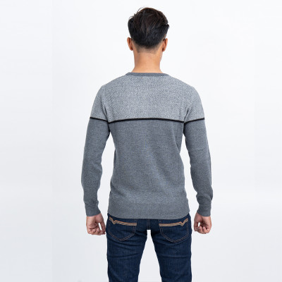 Áo len nam dài tay cổ tròn màu ghi nhạt NOVELTY 180590T