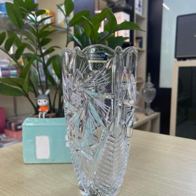 Lọ hoa pha lê Bohemia bom xoáy 20cm Hàng chính hãng