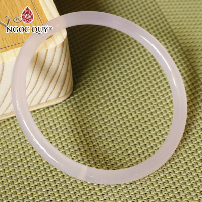 Vòng tay chalcedony hồng bản tròn (bản 6 - 7mm) - Ngọc Quý Gemstones