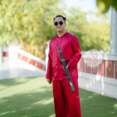 BIGSIZE BỘ BÀ BA NAM PHI BÓNG ĐỎ ĐÔ - Áo bà ba Cần Thơ
