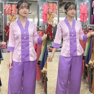 ĐỒ LAM ĐI CHÙA  Mẫu Bà Lai Phối Gấm Cao Cấp