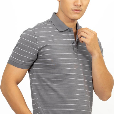 Áo Polo Nam Novelty NATMSLMCSR191236N - Xám Sọc Trắng