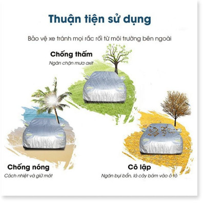 Bạt xe hơi , áo trùm che phủ xe hơi, Bạt phủ xe ôtô tráng nhôm bạc 4 - 7 chỗ, chống nóng, mưa, xước sơn.