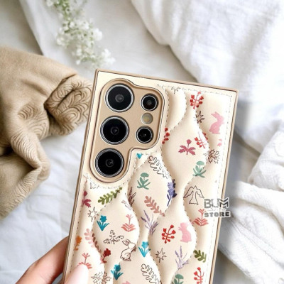 Ốp Lưng TPU Chỉ Nổi Họa Tiết Hoa Kèm Quai Khăn Lụa Sang trọng Cho Samsung S25 Ultra / S24 Ultra / S23 Ultra