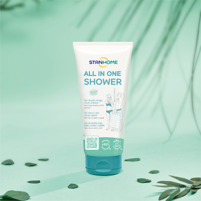Rửa mặt, tắm, gội 3 trong 1 cho da dầu mụn, mụn lưng ngực, tóc bết Stanhome All In One Shower Gel 200ml