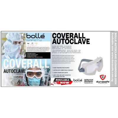 Kính Goggle BOLLE COVERALL AUTOCLAVE COVACLAVE, Tròng Trong Suốt (Có thể hấp tiệt trùng, chống đọng sương)