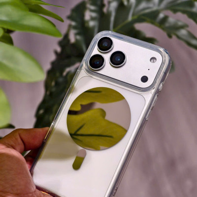 Ốp lưng trong suốt gương MirrorMag hỗ trợ selfie sạc từ tính nam châm magnetic không dây cho iPhone 17 Pro Max / 17 Air hiệu WIWU Mirror Viền TPU lưng PC chống ố, đệm khí chống sốc, viền bảo vệ camera - Hàng nhập khẩu