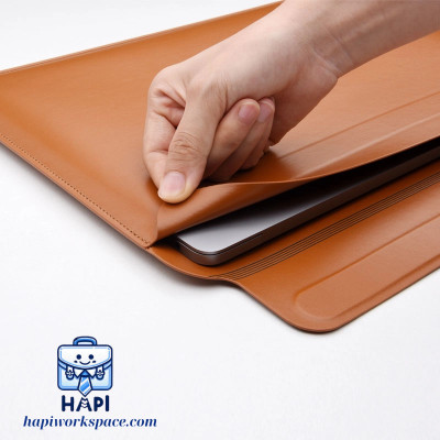 Túi da PU chống sốc hàng chính hãng WiWU Skin Pro Slim 13.3-16 inch, tích hợp giá đỡ tản nhiệt