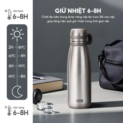 Bình giữ nhiệt Lebenlang LBL1660, LBL1661, LBL1662 inox cao cấp không gỉ, lõi lọc trà đi kèm, hàng chính hãng