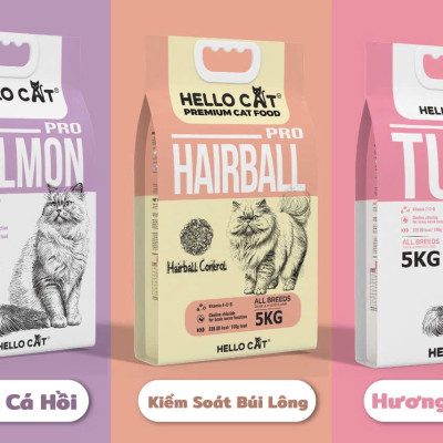 Thức Ăn Cho Mèo Con Và Trưởng Thành Ngăn Búi Lông Hello Cat HairBall Bao Xá 5KG