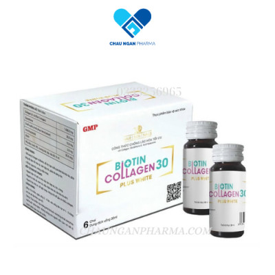 Dung dịch BIOTIN COLLAGEN 30 Plus White Mediphar  Hộp 6 lọ 30ml - Bổ sung Collagen và Biotin, hỗ trợ hạn chế quá trình lão hóa da, giúp tăng độ đàn hồi cho da, làm đẹp da, giúp da sáng mịn
