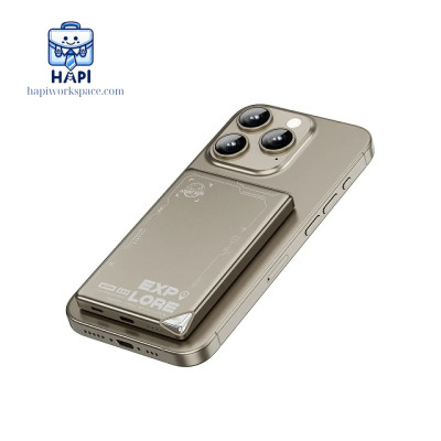 Sạc dự phòng từ tính hàng chính hãng WiWU Explore 5.000/10.000mAh, siêu mỏng, sạc không dây 15W, LED độc lạ