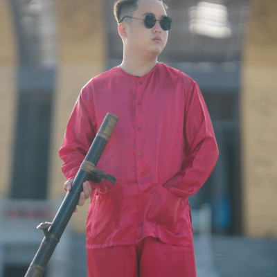 BIGSIZE BỘ BÀ BA NAM PHI BÓNG ĐỎ ĐÔ - Áo bà ba Cần Thơ