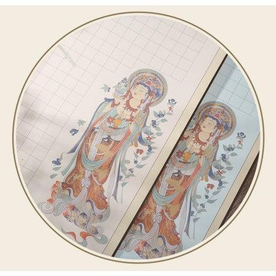 Biểu lụa bồi trục chép Tâm Kinh Bát Nhã & Đại Bi Chú có kẻ ô