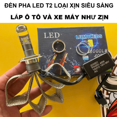 Đèn Pha LED Bi Cầu T2 Siêu Sáng – Lắp Xe Máy Ô Tô Dễ Dàng, Không Cần Độ Chế Siêu Bền