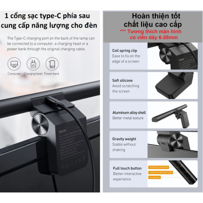 Đèn treo màn hình máy tính bảo vệ mắt Baseus i-Work Series (Youth) - Hàng chính hãng