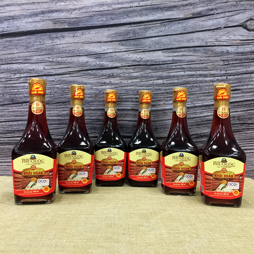 Nước Mắm Truyền thống Phú Quốc Khải Hoàn 40N - Chai 205ml - 6 Chai/ Hộp