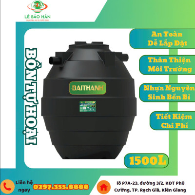 Bồn nhựa Tự Hoại Đại Thành 1.500L Đứng