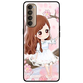 Ốp lưng dành cho Oppo Reno 4 Pro mẫu Nàng Chibi Nền Hồng