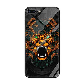 Ốp lưng kính cường lực cho iPhone 7 Plus /8 Plus Nền Rắn Sư Tử - Hàng Chính Hãng