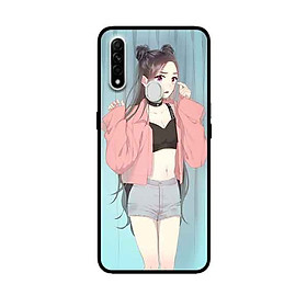 Ốp Lưng in cho Oppo A8 Mẫu Cô Gái Áo Hồng Nền Xanh - Hàng Chính Hãng