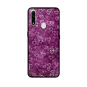 Ốp Lưng in cho Oppo A31 Mẫu Nhiều Tim Nền Tím - Hàng Chính Hãng