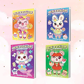Sách - Mini Fashion - Bóc Dán Hơn 400+ Stickers Váy, Phụ Kiện Xinh Đẹp Cho Bé Gái - Combo 4 Cuốn - Megabook