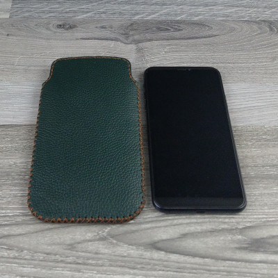 Bao Da Túi Rút dành cho Samsung Galaxy note 8/ note 9 Da Bò Hạt Màu Xanh Rêu