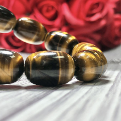 Vòng tay lu thống Thạch Anh Mắt Hổ vàng nâu 5A cao cấp