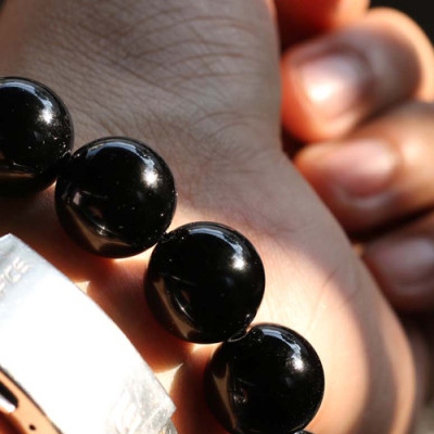 Vòng Đá Obsidian (Đá Thiền) Hạt 16mm Ngọc Quý Gemstones U20