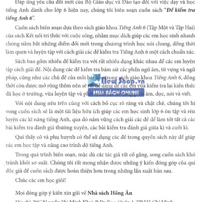 ĐỀ KIỂM TRA TIẾNG ANH 6 (BÁM SÁT SGK KẾT NỐI TRI THỨC VỚI CUỘC SỐNG)