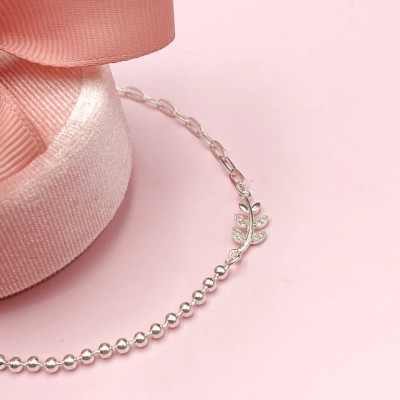 Vòng Tay, Lắc Tay Lá Đính Đá Bạc Hiểu Minh LTU584