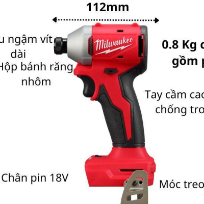 MÁY BẮN VÍT 18V MILWAUKEE M18 BLIDR (SET 1 PIN 2AH + SẠC) - HÀNG CHÍNH HÃNG