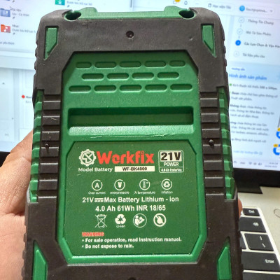 Pin 10 cell Workfix 4Ah VỎ CHỐNG CHÁY, DÒNG XẢ CAO chân pin phổ thông 4cm - Pin máy khoan, máy mài, máy siết, máy cưa