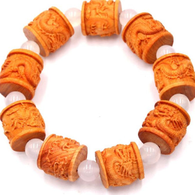 Vòng tay chuỗi trụ rồng gỗ hoàng đàn TRVCT9