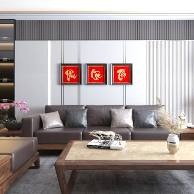 Tranh thư pháp chữ Lộc mạ vàng 