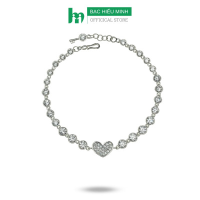 Lắc Tay Nữ Bạc 925 Trái Tim Đính Đá LTU593