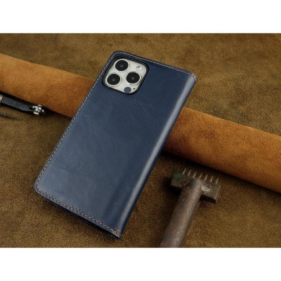 Bao Da cho Iphone 13 Pro Max Handmade Cổ Điển Da Bò Thật