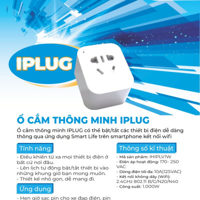 IPLUG - Ổ CẮM THÔNG MINH WIFI - Hàng Chính Hãng