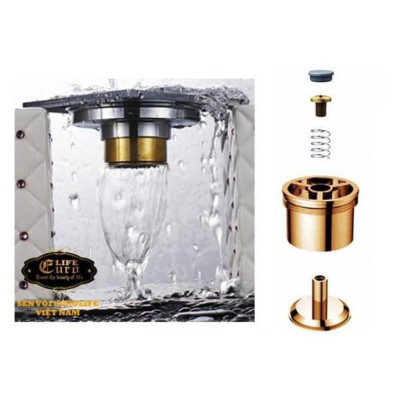 Hố ga thoát sàn Đồng hoa văn 10x10cm Eurolife EL-HG09 (Vàng Đồng)