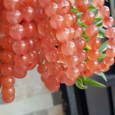 Vòng đeo tay nữ chuỗi mới đá mã não hồng cam bóng mượt đẹp size vòng hạt 10mm nam nữ mệnh hỏa mệnh thổ đeo ạ