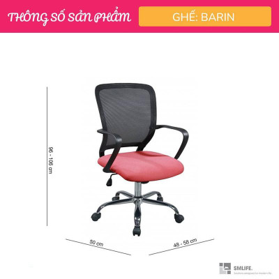 Ghế xoay văn phòng lưng trung bọc lưới SMLIFE Barin