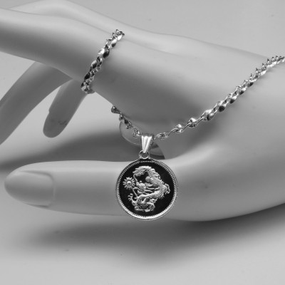 Dây chuyền và mặt dây chuyền trẻ em bằng bạc ta BẠC HIỂU MINH dte016 tuổi thìn