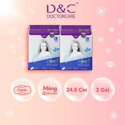 Combo 2 Băng vệ sinh thảo dược Glamiss Cool ban ngày 24cm siêu mát siêu khô thoáng