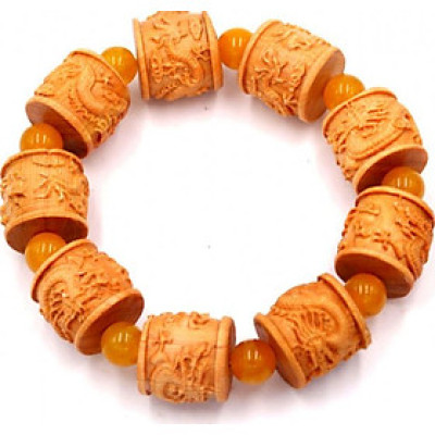 Vòng tay chuỗi hạt trụ rồng gỗ hoàng đàn TRVCT11