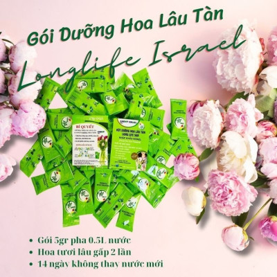 Thuốc Dưỡng Hoa Tươi Cắt Cành Nhập Khẩu Israel hiệu Longlife (1 thùng 1.000 gói 5gr) phù hợp dùng làm nước cắm hoa cho mọi loại hoa tại nhà và 14 ngày không cần thay nước mới