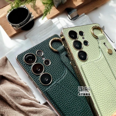 Ốp Lưng Cho Samsung S25 Ultra / S24 Ultra Ví Da Có Quai Xỏ Tay + Dây Đeo Dài - BUM STORE GALAXY CASE