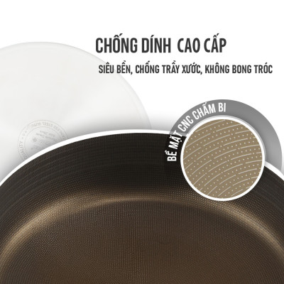 Chảo Inox 3 lớp liền khối chống dính Kalpen Nano Titanium Dauer chuản Đức - Hàng chính hãng