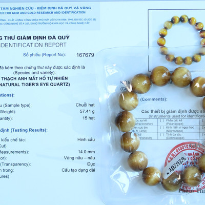 Vòng Tay Đá Mắt Hổ Vàng Tươi Thiên Nhiên Size 12li – VTD332