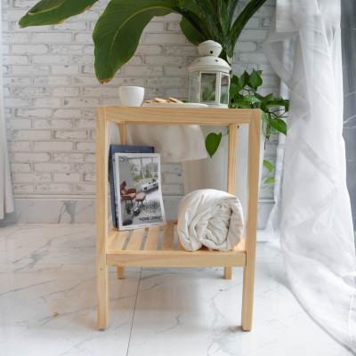 KỆ GƯƠNG GỖ ĐẦU GIƯỜNG MÀU GỖ - GLASS SHELF NATURAL